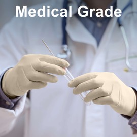 FifthPulse Medical Examination Latex Gloves Small - 50 Count - Powder Free - Extra Thick 4.5 Mil - Natural Color - Non Sterile Disposable Gloves