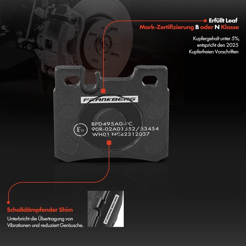 Frankberg 4 x Brake Pads Compatible with C-Class W202 C200