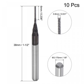 sourcing map CNC Milling Cutter Diamond Film Coated Tungsten Carbide for Fiber Wood 10pcs 0.8mm x 6mm