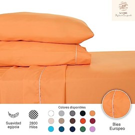 Sábanas 2800 Hilos Extra Suave Premium Lisa Nature - Microfibra de Lujo - Hipoalergénicas, Extra Suaves y Resistentes - King Size - Color Sundial
