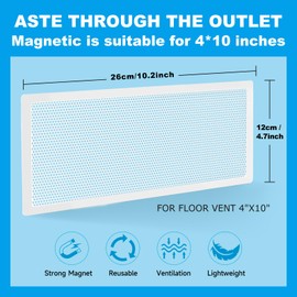 6 PCS White Magnetic Vent Covers- 4x10 Magnetic Air Vent Covers with Mesh Screen for Floor/Wall/Ceiling Registers-Easy to Install, Secure Fit, Durable Design-White