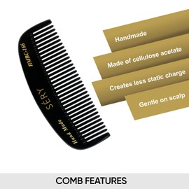 SERY Beard and Moustache Pocket Comb for Men, Fine Toothed, Detangling, Shaping, Styling, Grooming, Pack of 5