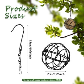 TIVUNORON Fat Ball Holder Bird Feeder 4 Pieces Hanging Chisel Ball Holder Feeding Station for Birds Hanging Wild Birds Finches Sparrows Dumpling Holder