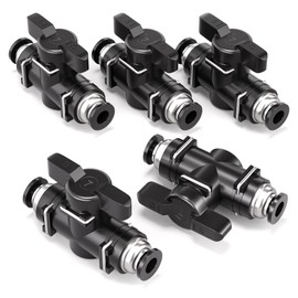 Bwintech 5 Pcs 4mm Pneumatic Ball Valve Push to Connect Fittings BUC Air Flow Control Valve Straight Quick Connect Air Hose Fittings