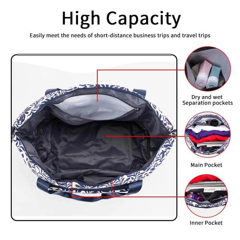 Orshawer Large Capacity Folding Travel Bag, Portable Lightweight Carry on