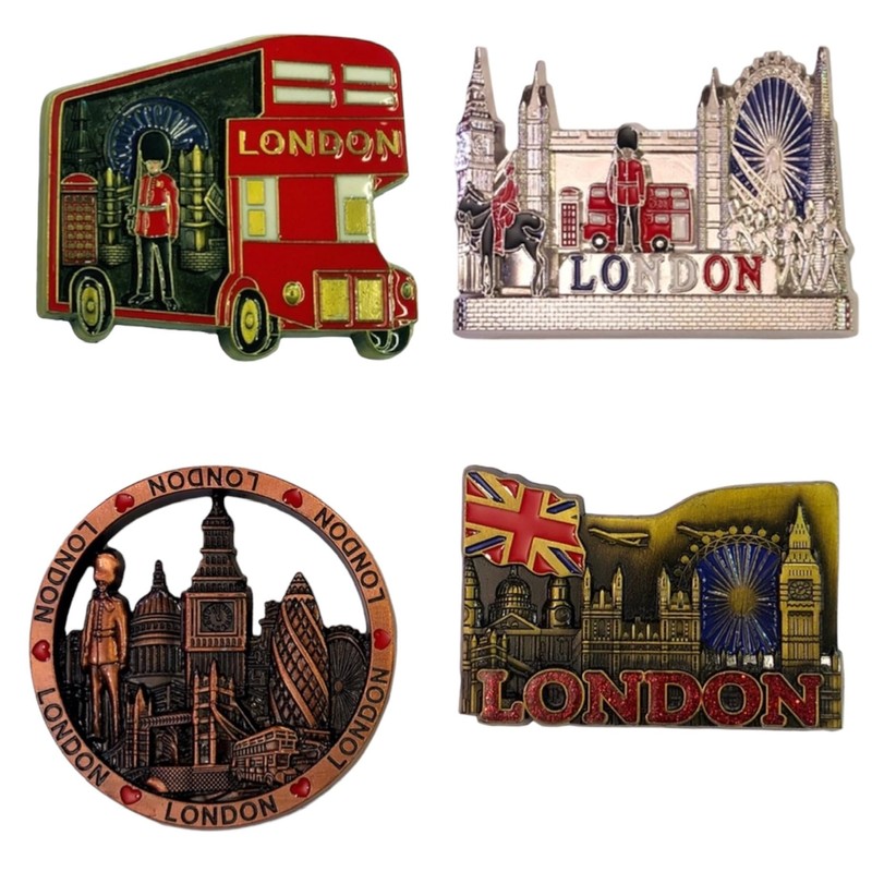 6 London metal magnets - British souvenirs fridge magnet -