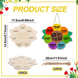 12pcs Sunday School Crafts for Kids, God Says You are Sunflower Craft Kit Wooden Painting DIY Activities Christian Bible Handmade Sunflowers Cardboard for Religious Sunday School Church Home