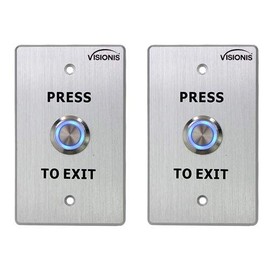Visionis 2 Pack FPC-7496 VIS-7001 Indoor Outdoor Weather Waterproof IP65 Stainless Steel Door Bell Type Round Request To Exit Button Standard Size Door Access Control with LED Light NC COM NO Outputs