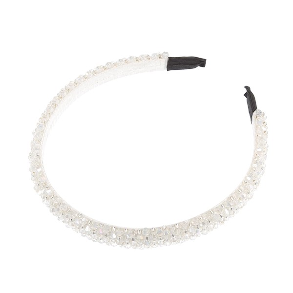 VOCOSTE 1pc, Faux Crystal Headband, Women Hairband, White, 0.59 Inch