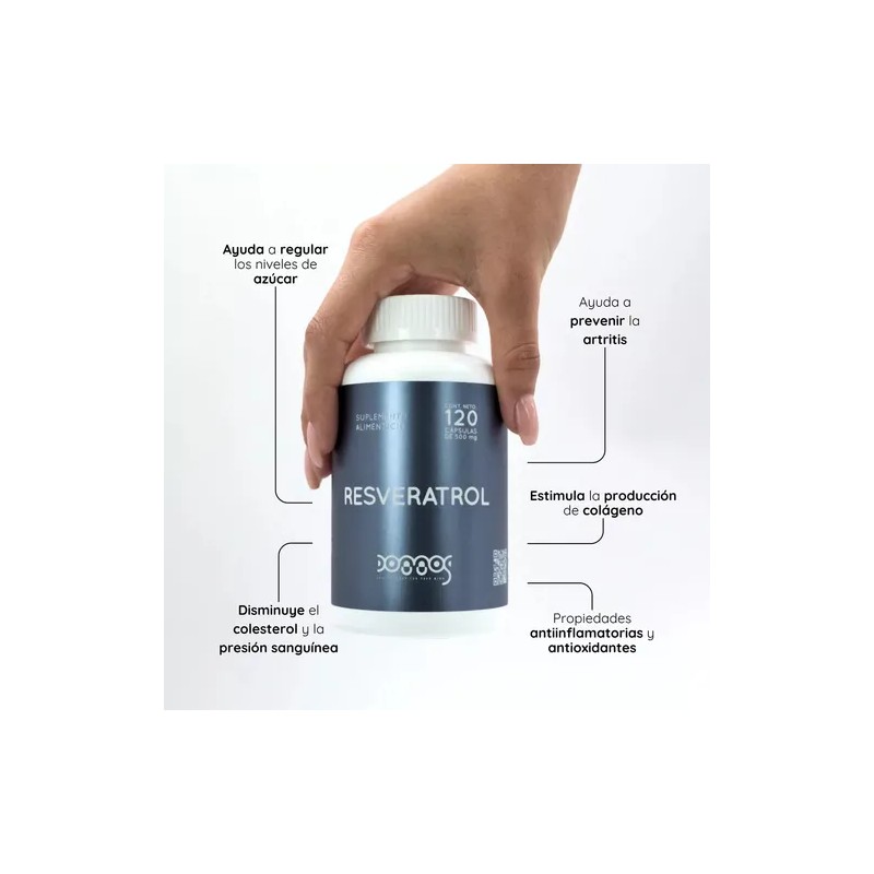 Resveratrol Reforzado 120 Cápsulas 500mg- Suplementos Domos Sin Sabor