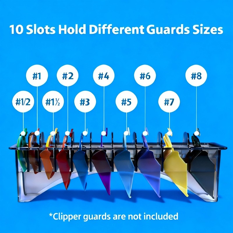 Perfitech Clipper Guard Holder Organizer with 10 Slots, Black, Sturdy