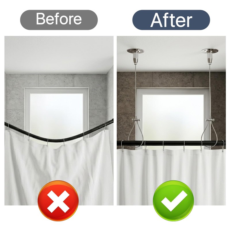 Akamino 6 Set Ceiling Support for Closet Rod, 59" Heavy