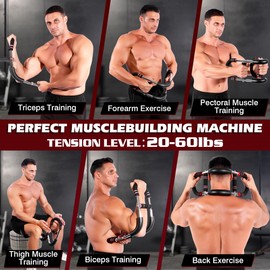 HUDAEN Twister Arm Trainer, Adjustable Chest Workout Equipment, Portable Detachable Chest Exerciser for Men & Women, Power Twister Bar, Home Gym Fitness Equipment(Red)