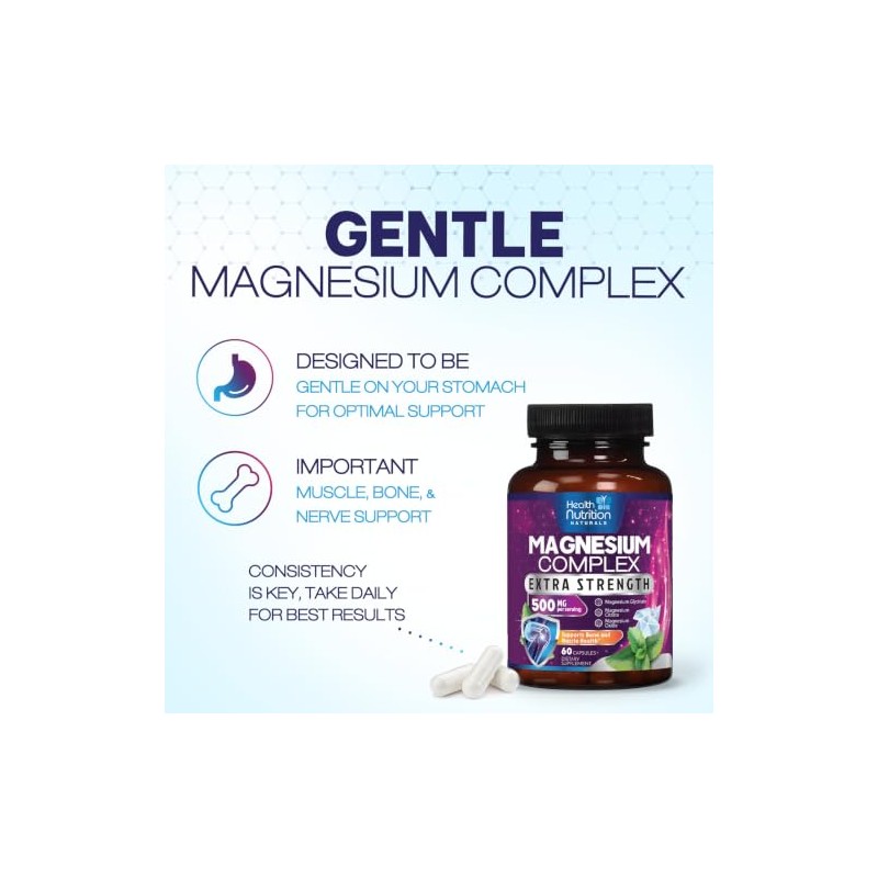 Health Nutrition Naturals C?psulas de Complejo de Magnesio de 500