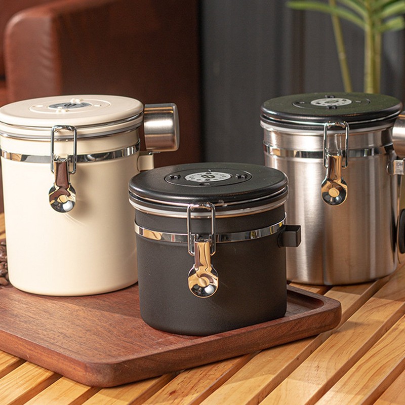 Airtight Coffee Canister 1.2L 304 Stainless Steel Coffee Bean Storage