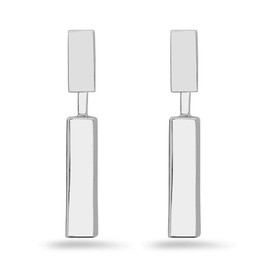 925 Solid Sterling Silver Dangling Tall Long Modern Bar Stud Earrings - Minimalist Simple Dangle Jewelry