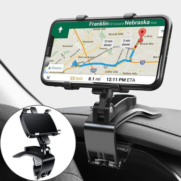 360° Rotating Car Dashboard PhoneHolder -Multifunctional One-HandClip Mount Compatibie with