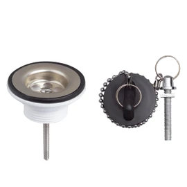 Wirquin 30723119 Sink Plug with Plastic Plug and Stainless Steel Grille Chrome-Plated Black