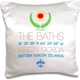 3dRose 16x16 inch Pillow Case - The Baths, Virgin Gorda, British Virgin Islands, Chic Travel Gift Alexis Design - Beaches of The World