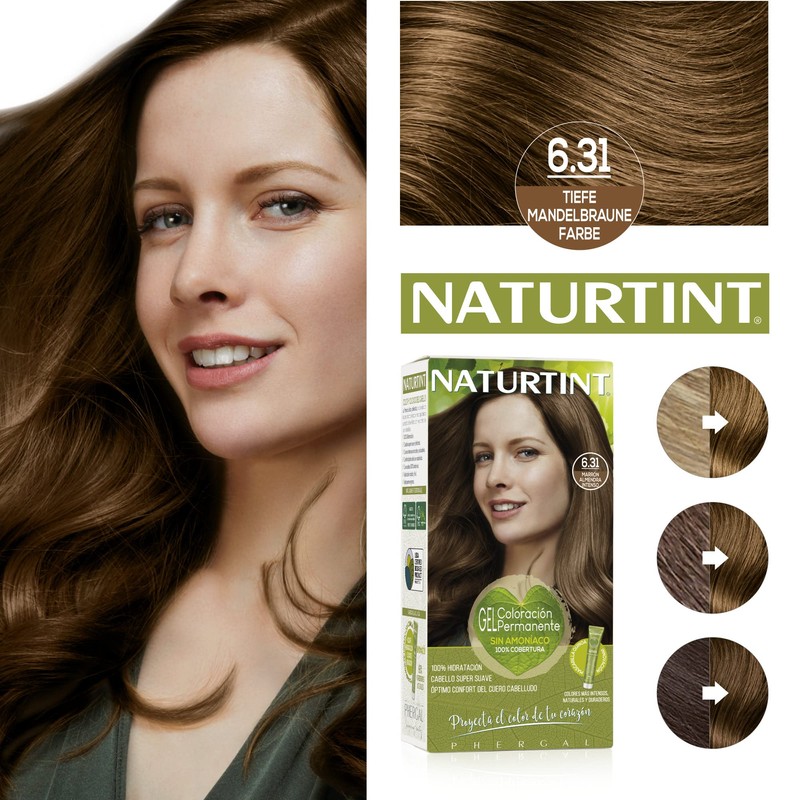 NATURTINT Biobased, ammonia-free colouration, 6.31 intense almond brown, 100% grey