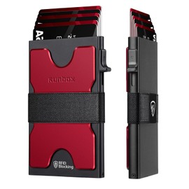 Slim Card Holder Wallet for Men, Minimalist RFID Blocking Wallet with Pop-Up Function, Ultra-Thin Design, Metal Business Card Cases holds 6+6 Cards, Gifts for Men, Men's Accessories