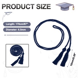 sourcing map 2025 Tassel Graduation, 67 Inch Long Honor Braided Graduation Cord, Elegant 2025 Tassels Charm for Graduation Accessories(Dark Blue, Pack of 1)