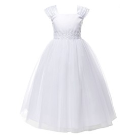 OLIVIA KOO Girls Graceful First Communion Dress (8, White)