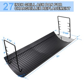 Hiorucet 27 Inches Grill Ash Pan Drip Pan for Chargriller 2121, 2828, 1224, 2929, 2222, 2727, 1324, E1224 200048 Charcoal Grill Tray, Charbroil 17302056 and Fire Grate Hanger Number 2230-03-003