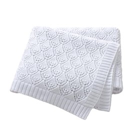 Neiwech Baby Blanket Cellular Swaddle Soft Warm Knit Cotton Receiving Blankets for Newborn Infant Boys Girls 100 * 80cm White