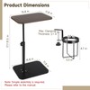 Joyoolife Rotating C Shaped Side Table with Cup Holder, Adjustable