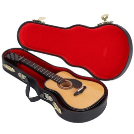 20 cm Wooden Miniature Guitar Ornament Mini Musical Instrument Decor Dollhouse Model Home Decoration (Black)
