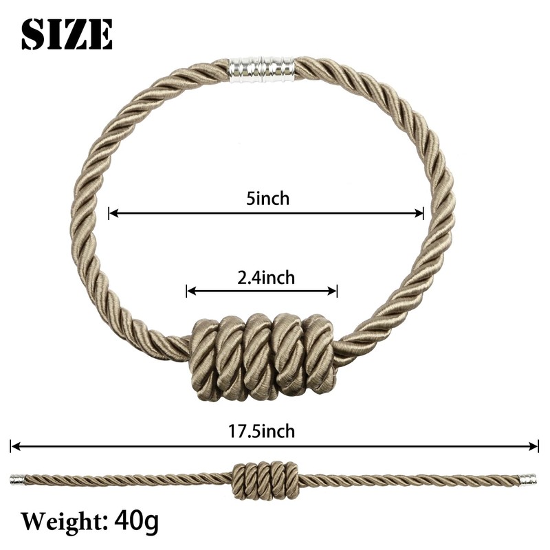 BEL AVENIR Magnetic Curtain Tiebacks, Decorative Drapery Holdbacks Modern Woven