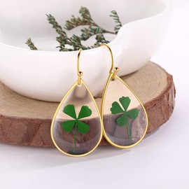 Vierblättriges Kleeblatt Ohrringe | Kleeblatt Ohrringe | Irische Kleeblatt-Ohrringe zum St. Patrick's Day, grün, mit vierblättrigem Kleeblatt | Das Zeichen des Glücks