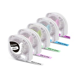 Goknu Label Maker Tape Compatible with Phomemo P12/P12PRO/LT12 for Indoor and Outdoor Usage, Black on Multicolour 0.47" x 13.1 ft (12mm x 4m), 5-Pack