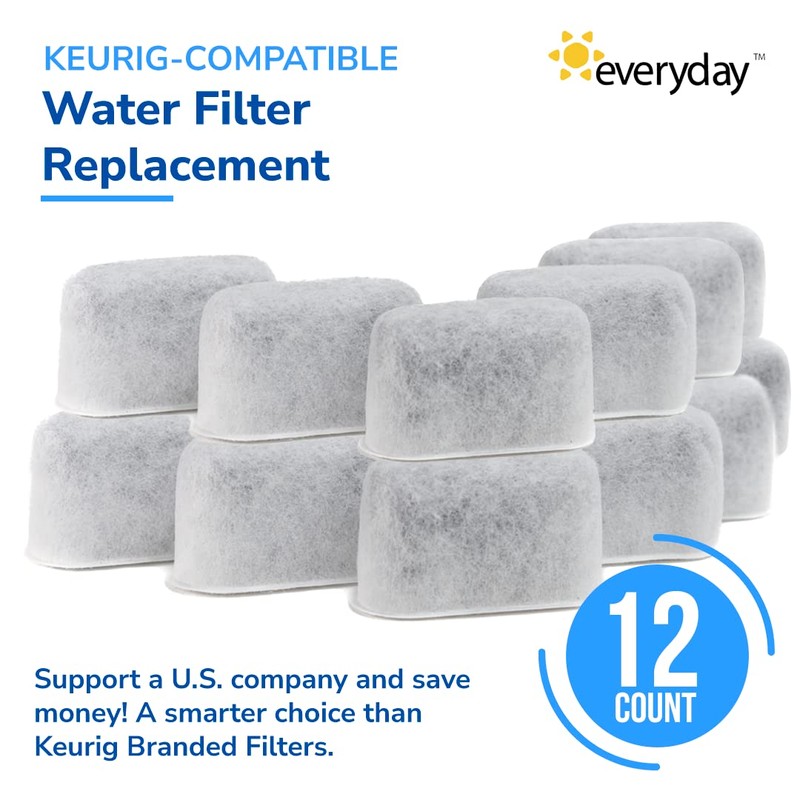 KWF-12 Charcoal Water Filters for Keurig Coffee Machines, 12 Count
