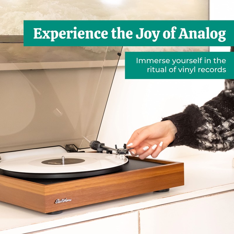Electrohome Montrose Vinyl Record Player 2-Speed Belt-Drive Turntable, with Audio-Technica