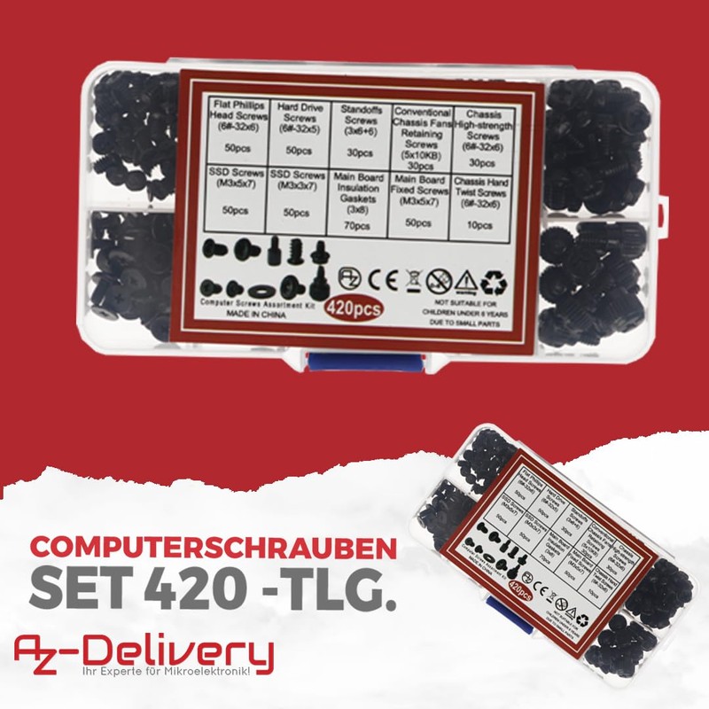 AZ-Delivery 420-Piece PC Screws Set - Comprehensive Computer Screws Set