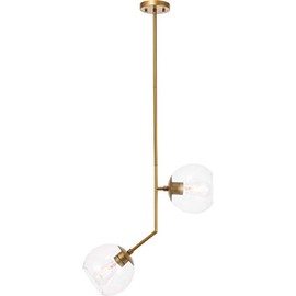 Living District Ryland 2 Light Brass and Clear Glass Pendant
