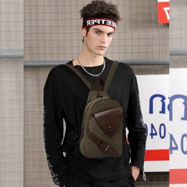 FANDARE Classic Sling Bag Sports Backpack Party Outdoor Portable Crossbody Bag Women/Men Breathable Wear-resistant Canvas, Green, Classic