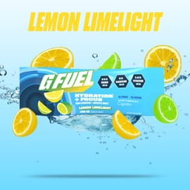 G Fuel Electrolytes Powder for Instant Hydration and Focus | Sugar Free, Lemon Lime Flavor, Electrolyte and Nootropic Drink Mix to Sharpen Mental Focus, 20 Servings