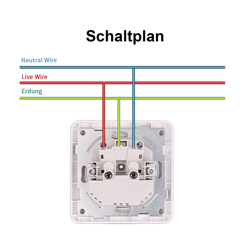 CNBINGO USB Single Socket Flush-Mounted with Claws - Simple Schuko