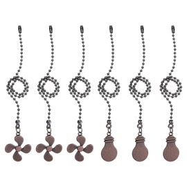 uxcell 13 Inch Ceiling Fan Pull Chain Extender Sets, 6 Pcs Beaded Ball Fan Pull Chain with Decorative Light Bulb and Fan Cord for Ceiling Light Lamp Fan, Copper Color