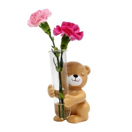 Plant Propagation Tubes, Single Flower Bouquet Mini Hydroponic Glass Tube, Gifts for Plant Lovers, Desktop Glass Vase Holder, Gifts for Her Mom Women Hydroponic Vase Gift (Bear Test Tube Vase)