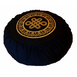 Boon Decor Meditation Cushion Zafu Lotus Enlightenment and Other Sacred Symbols (Eternal Knot Black)