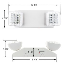 LIT-PaTH LED Emergency Lighting Fixtures with 2 LED Heads and Back Up Batteries- US Standard Exit Light, UL 924 and CEC Qualified, 120/277 Voltage, 6-Pack