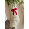 Anthropologie Chunky Knit Wool RED BOW Christmas Icon Stocking Handmade