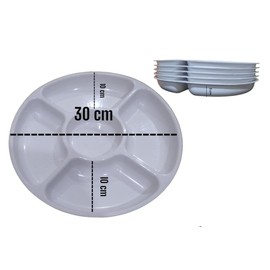 4 Charolas de servicio de plastico para fiestas. Botaneros bandejas redondas de plástico para servir. Platos Botaneros para degustar botanas. Charolas con divisiones Blancos Reutilizables