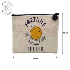 Linen Pouch – Girls Collection Humour Parody Message Children's Geek Birthday Illustration – Linen Look Canvas Make-Up Bag – Toiletry Bag – Coin Purse, Fortune Teller, 15 x 10 cm, Makeup Bag