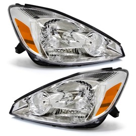 TopAutoGear for 2005 Sienna Headlight Assembly Compatible with 2004 2005 Toyota Sienna Clear Lens Chrome Housing with Amber Reflector Headlamp Replacement Left and Right
