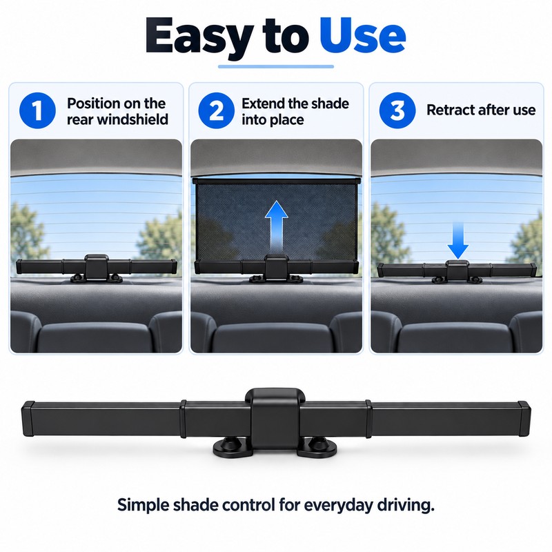 Retractable Car Windshield Sunshade for Parking – Polyester UV Block